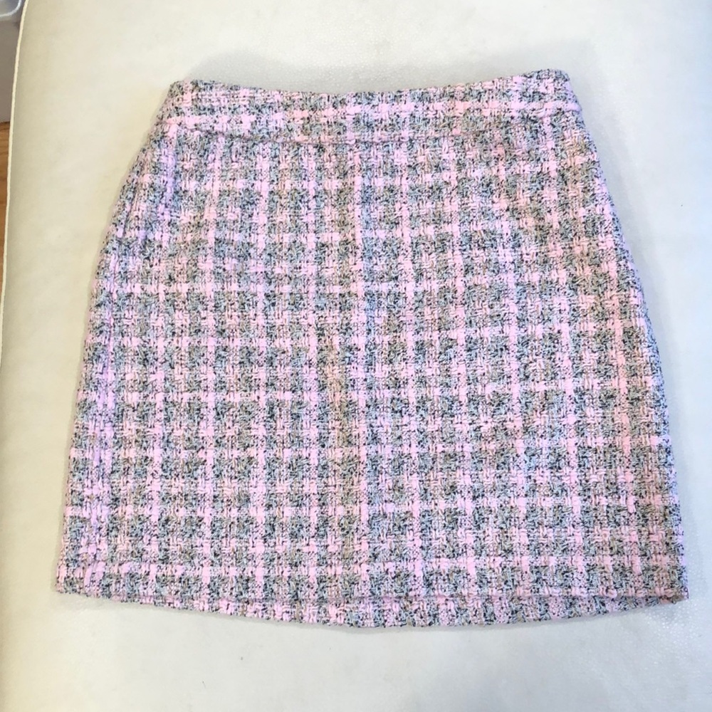 - ASOS pink/grey tweed mini skirt